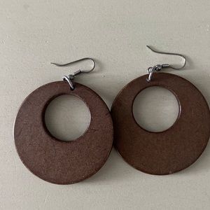 Wood earrings.